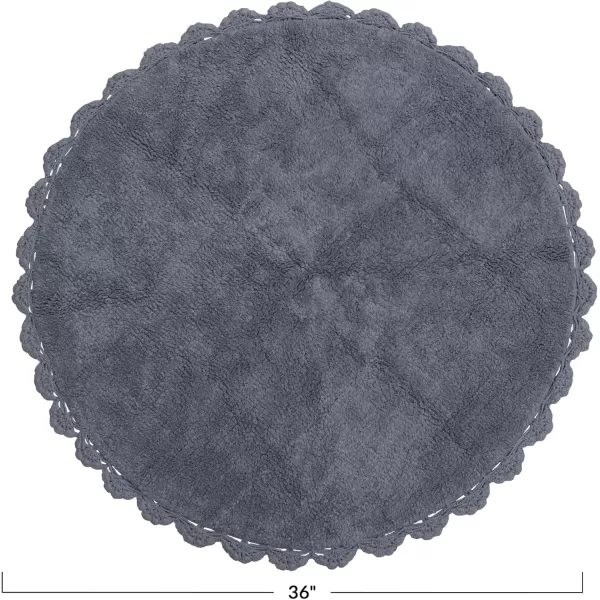 Creative CoOp Cotton Tufted Crocheted and Scalloped Trim Grey Rugs 36quot L x 36quot W x 1quot H