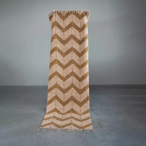 Creative CoOp Cotton Tufted Floor Runner with Chevron Pattern and Fringe Beige Rugs 96quot L x 30quot W x 1quot H Brown ampamp Natural