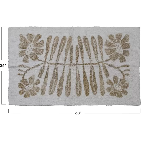 Creative CoOp Cotton Tufted Flowers Mustard Rugs 60quot L x 36quot W x 1quot H White ampamp Yellow