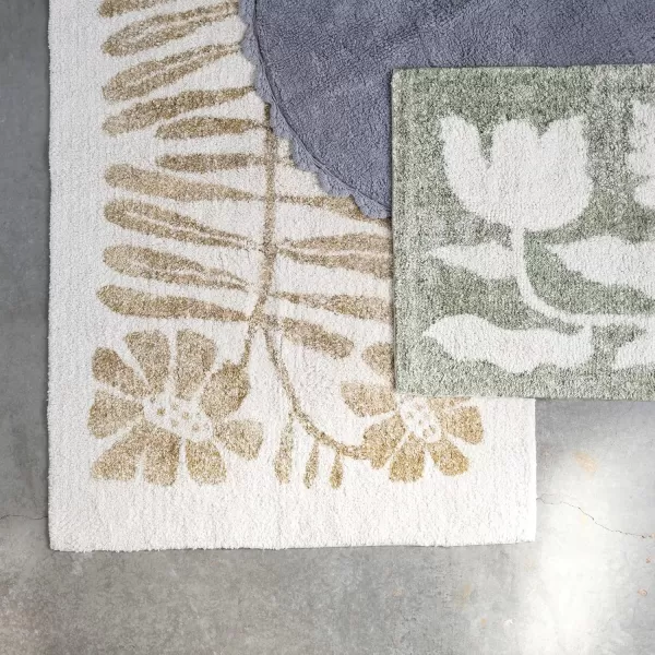 Creative CoOp Cotton Tufted Flowers Mustard Rugs 60quot L x 36quot W x 1quot H White ampamp Yellow
