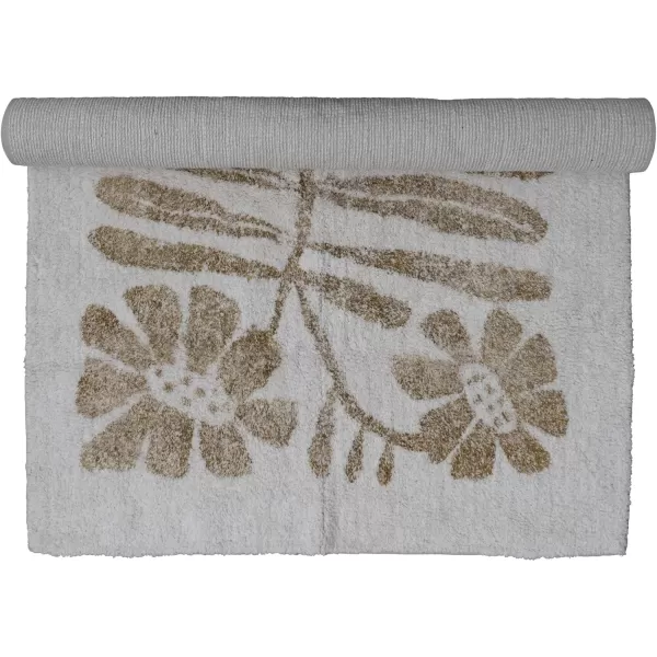 Creative CoOp Cotton Tufted Flowers Mustard Rugs 60quot L x 36quot W x 1quot H White ampamp Yellow