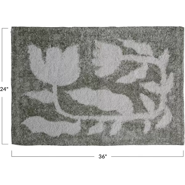 Creative CoOp Cotton Tufted Flowers Sage Rugs 36quot L x 24quot W x 1quot H Green ampamp White