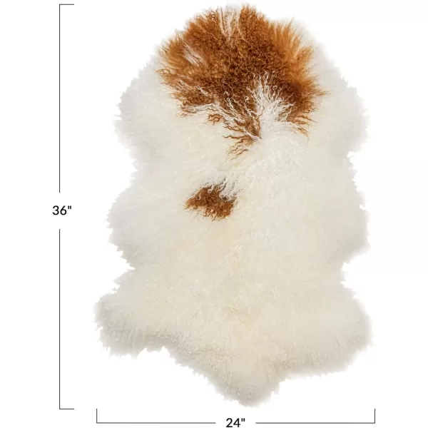 Creative CoOp Creative CoOp Tibetan Lamb Fur Rug Brown and White