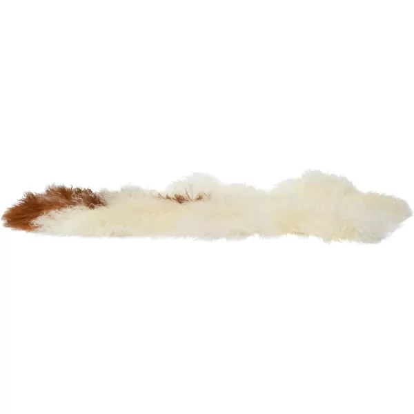 Creative CoOp Creative CoOp Tibetan Lamb Fur Rug Brown and White