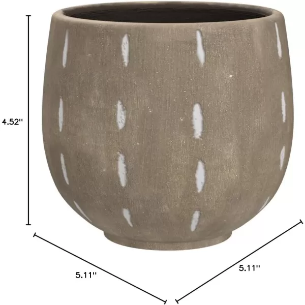 Creative CoOp DA7730 Glazed Terracotta Hand Painted Lines Planter Pot Grey