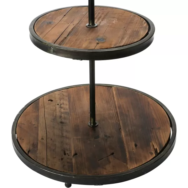 Creative CoOp Decorative Wood ampamp Metal 2Tier Tray Natural