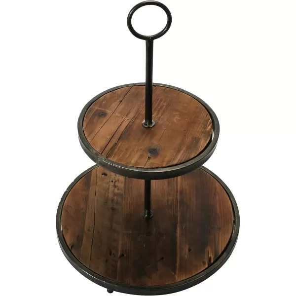 Creative CoOp Decorative Wood ampamp Metal 2Tier Tray Natural