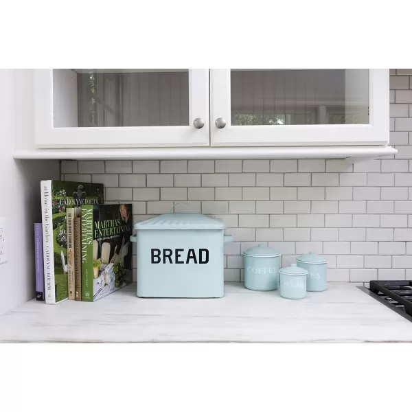 Creative CoOp Distressed White Bread Box with LidGrey