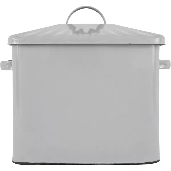 Creative CoOp Distressed White Bread Box with LidGrey