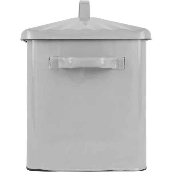 Creative CoOp Distressed White Bread Box with LidGrey