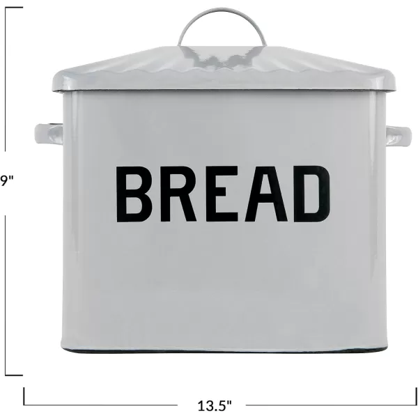 Creative CoOp Distressed White Bread Box with LidGrey