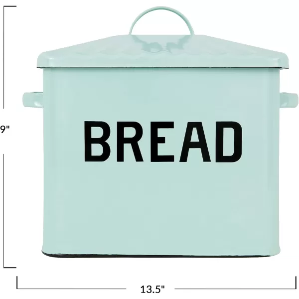 Creative CoOp Distressed White Bread Box with LidLight Blue