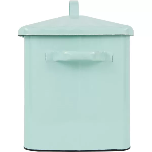 Creative CoOp Distressed White Bread Box with LidLight Blue