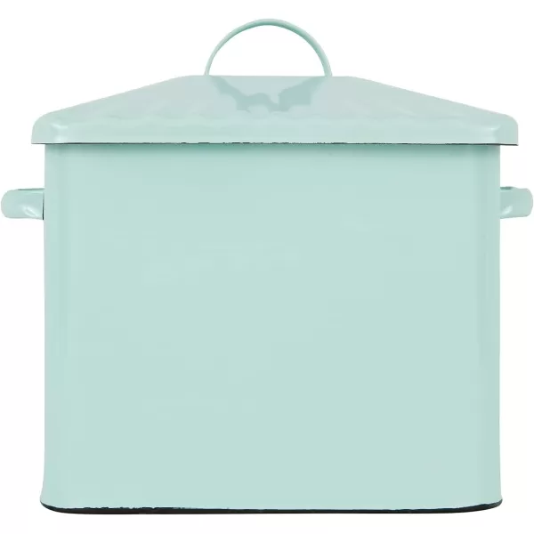 Creative CoOp Distressed White Bread Box with LidLight Blue