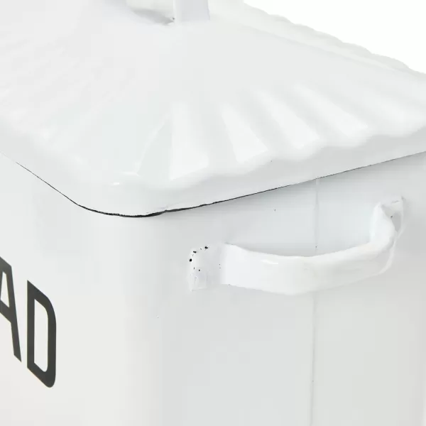 Creative CoOp Distressed White Bread Box with LidWhiteBlack