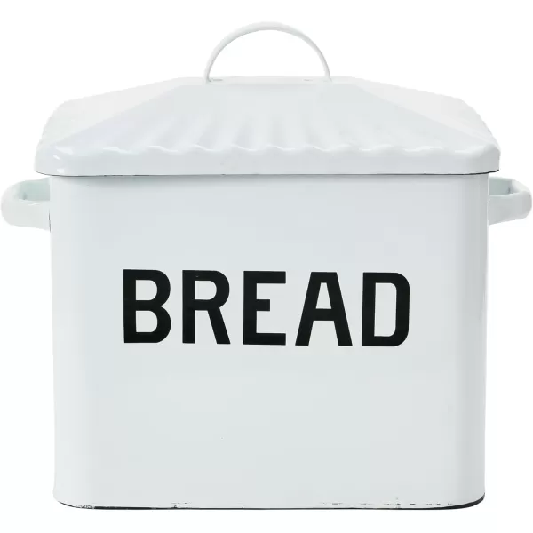 Creative CoOp Distressed White Bread Box with LidWhiteBlack