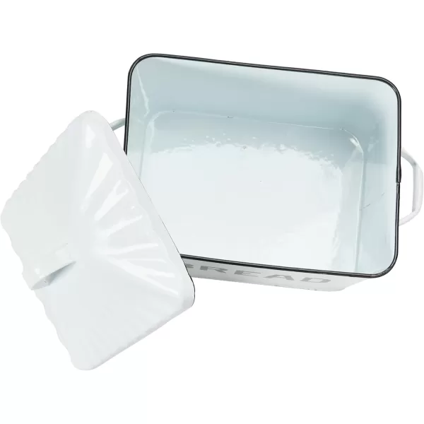 Creative CoOp Distressed White Bread Box with LidWhiteBlack