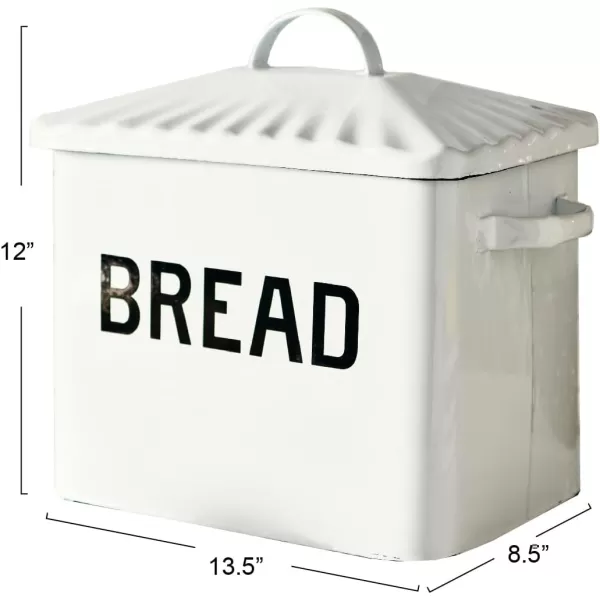 Creative CoOp Distressed White Bread Box with LidWhiteBlack
