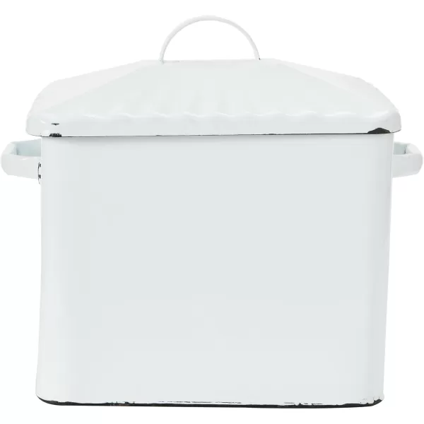 Creative CoOp Distressed White Bread Box with LidWhiteBlack