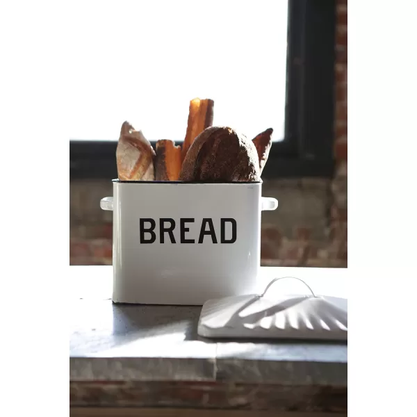 Creative CoOp Distressed White Bread Box with LidWhiteBlack