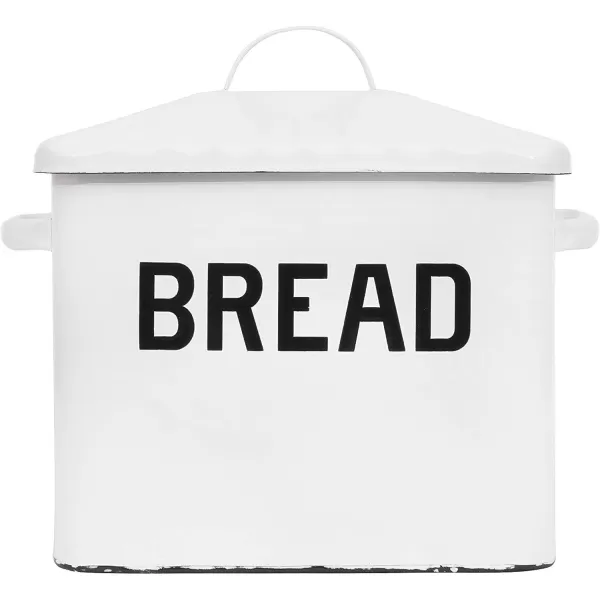 Creative CoOp Distressed White Bread Box with LidWhiteBlack