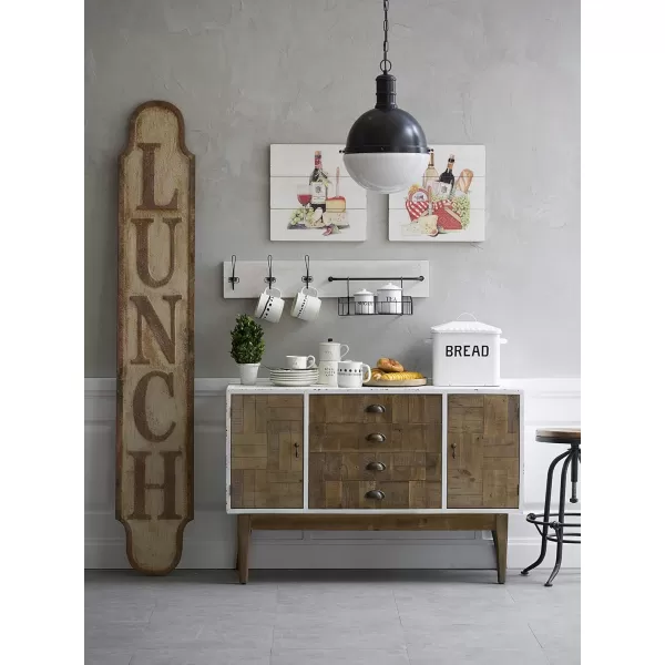 Creative CoOp Distressed White Bread Box with LidWhiteBlack