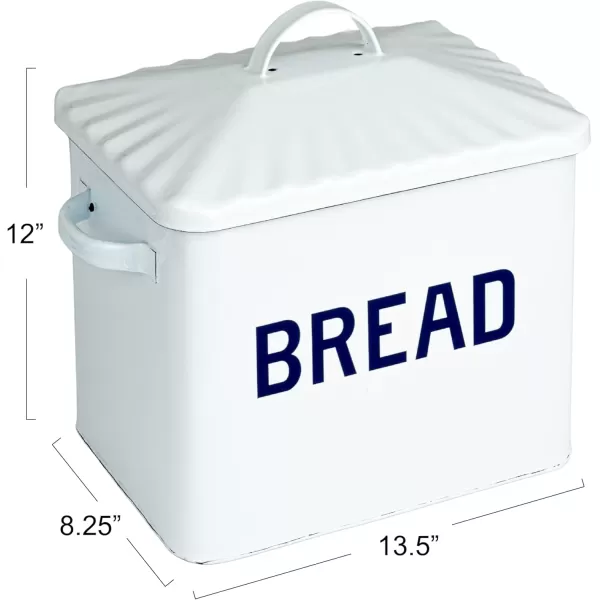 Creative CoOp Distressed White Bread Box with LidWhiteNavy