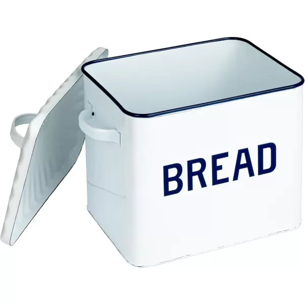 Creative CoOp Distressed White Bread Box with LidWhiteNavy