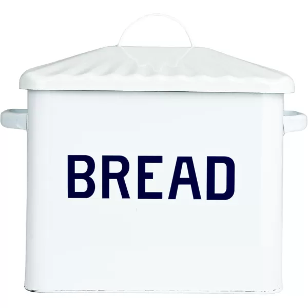 Creative CoOp Distressed White Bread Box with LidWhiteNavy