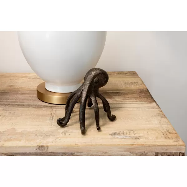 Creative CoOp Eclectic Cast Iron Octopus Figurine PhoneTablet Holder Dark BrownBronze
