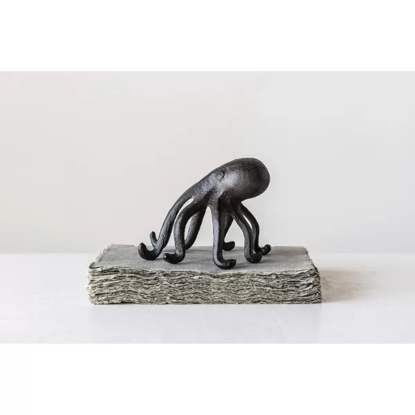 Creative CoOp Eclectic Cast Iron Octopus Figurine PhoneTablet Holder Dark BrownBronze
