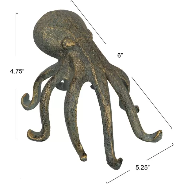 Creative CoOp Eclectic Cast Iron Octopus Figurine PhoneTablet Holder Dark BrownPatina