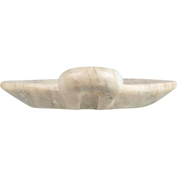 Creative CoOp HandCarved Marble Handle Grey Dish 6quotBeige
