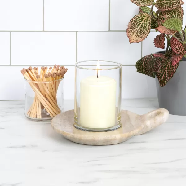 Creative CoOp HandCarved Marble Handle Grey Dish 6quotBeige