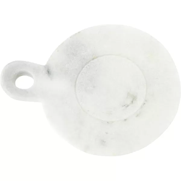 Creative CoOp HandCarved Marble Handle Grey Dish 6quotWhite