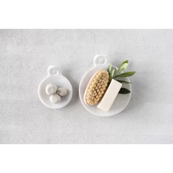 Creative CoOp HandCarved Marble Handle Grey Dish 6quotWhite