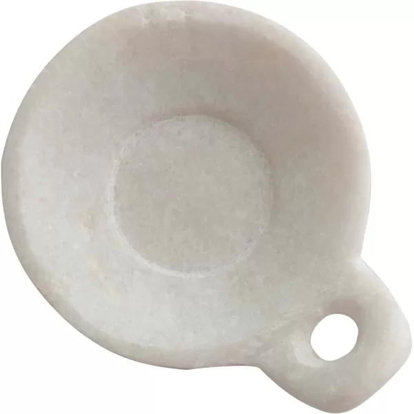 Creative CoOp HandCarved Marble Handle Grey Dish 6quotWhite