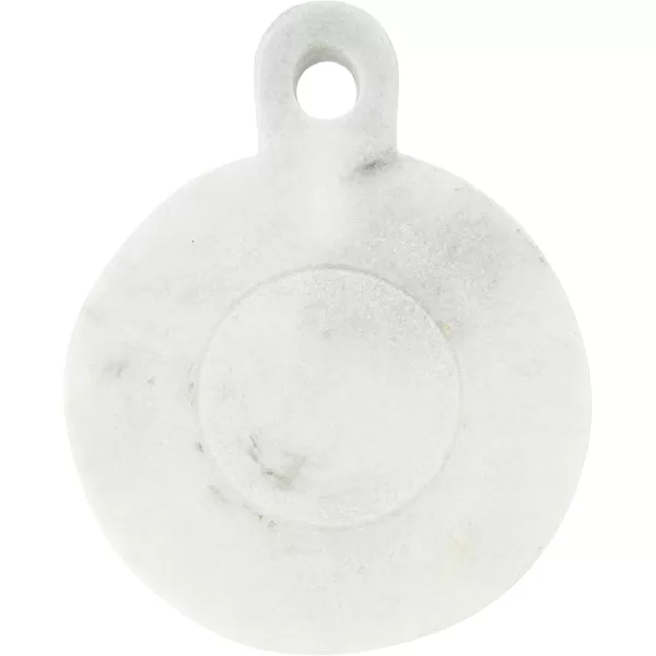 Creative CoOp HandCarved Marble Handle Grey Dish 6quotWhite