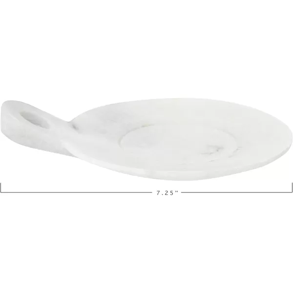 Creative CoOp HandCarved Marble Handle Grey Dish 6quotWhite