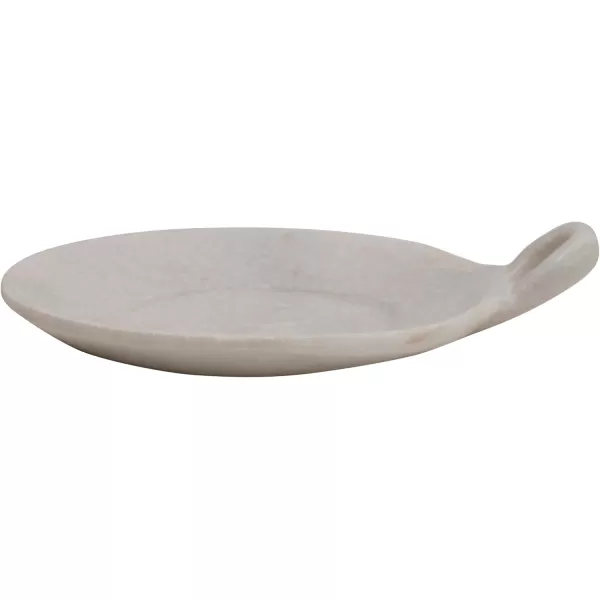 Creative CoOp HandCarved Marble Handle Grey Dish 6quotWhite