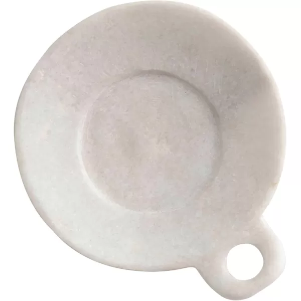 Creative CoOp HandCarved Marble Handle Grey Dish 6quotWhite