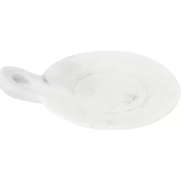 Creative CoOp HandCarved Marble Handle Grey Dish 6quotWhite