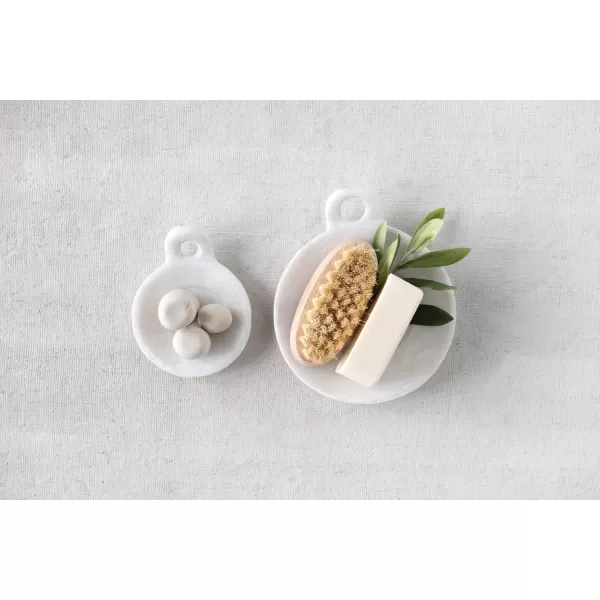 Creative CoOp HandCarved Marble Handle Grey Dish 6quotWhite