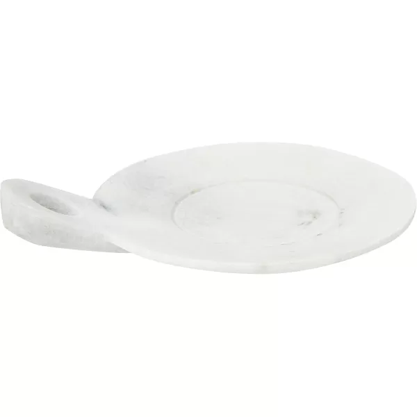 Creative CoOp HandCarved Marble Handle Grey Dish 6quotWhite