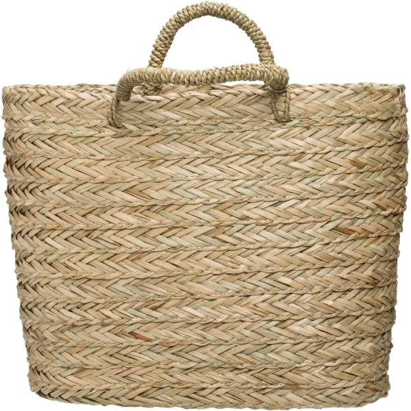 Creative CoOp Handwoven Seagrass Wall Mount Baskets with Handles Set of 2 Sizes Natural