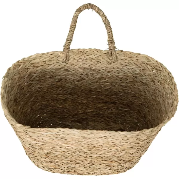 Creative CoOp Handwoven Seagrass Wall Mount Baskets with Handles Set of 2 Sizes Natural