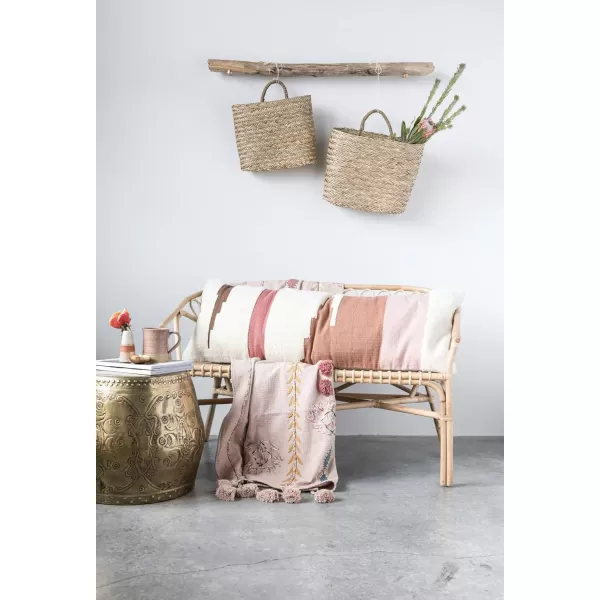 Creative CoOp Handwoven Seagrass Wall Mount Baskets with Handles Set of 2 Sizes Natural