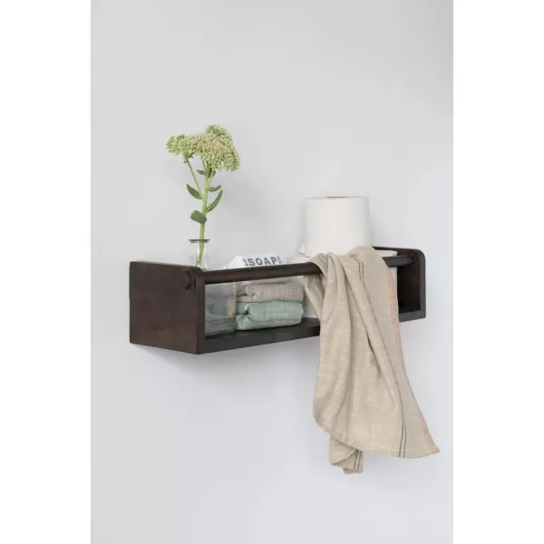 Creative CoOp Mango Wood Wall Shelf with Rod Espresso Finish
