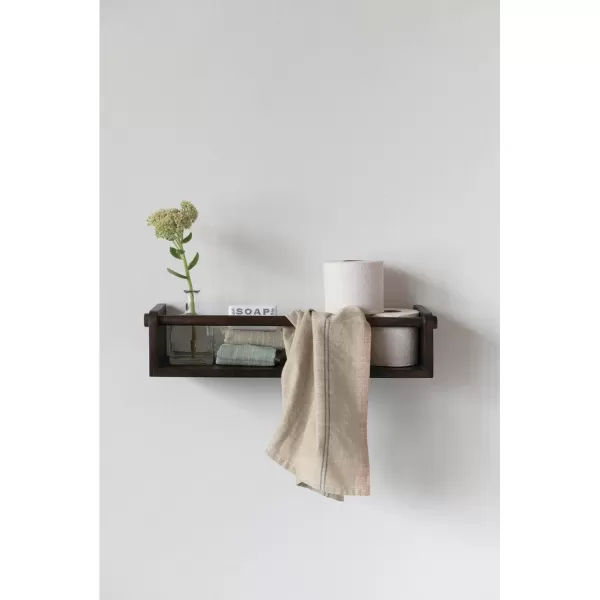 Creative CoOp Mango Wood Wall Shelf with Rod Espresso Finish