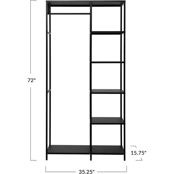 Creative CoOp Metal Shelf with 5 Shelves ampamp Rod KD Rack Black